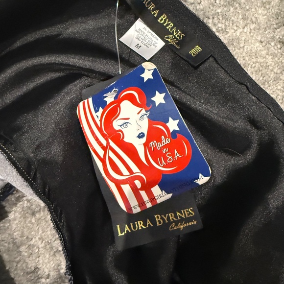 NWT Laura Byrnes Pinup Couture blue rose satin dress - Picture 5 of 5